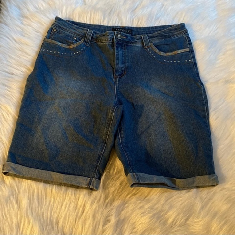 Baccini Shorts Women’s Blue Jean Short Size 14P Bottom Cuffed